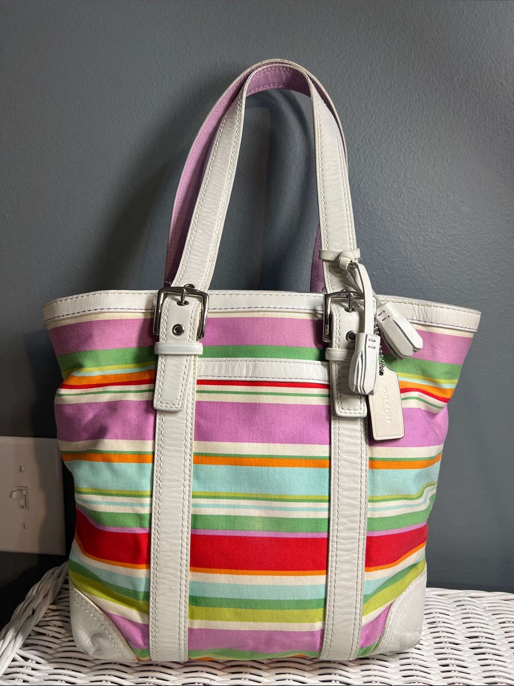 Coach Hampton Multi Striped Tote - Picture 4 of 17